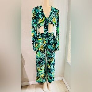 Bar III's cabana-printed crop top. Pair it with the matching pant size small